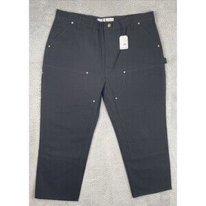 Carhartt B01-M Duck Work Pants Mens 44x30 Black Loose Fit Double Knee Utility